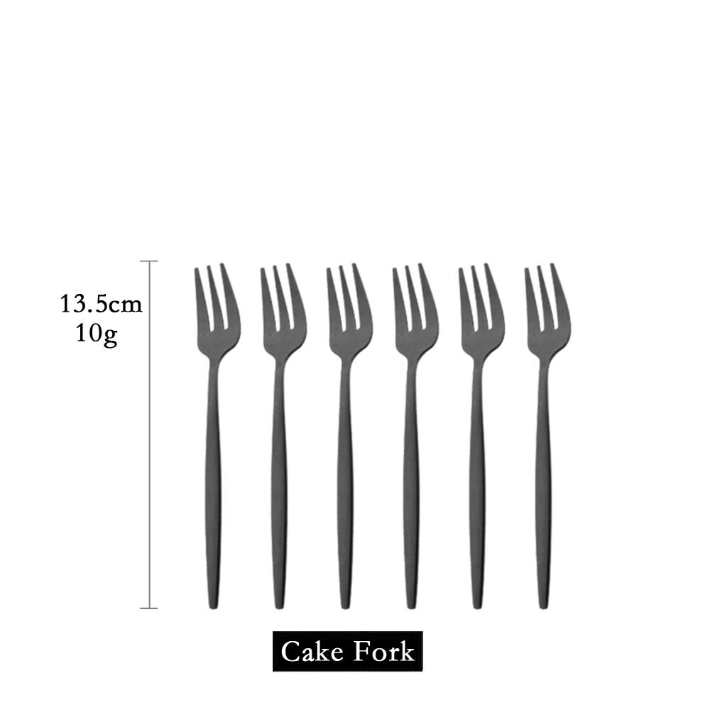 Matte 6Pcs Black Dinnerware Cutlery Set Stainless Steel Flatware Set Kitchen Silverware Ice Spoon Fork Dessert Knife Tableware