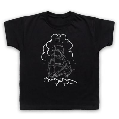 Barco Pirata Tatuaje Gráfico Ilustración Genial Marinero Niños Camiseta Infantil