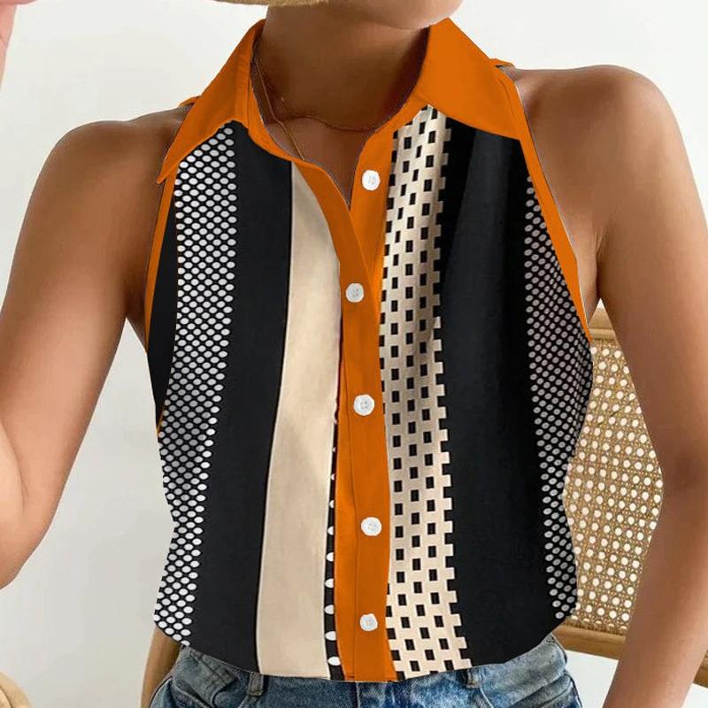 YYFS Women's Fashion Casual Summer Sleeveless POLO Neck Blouses & Shirts
