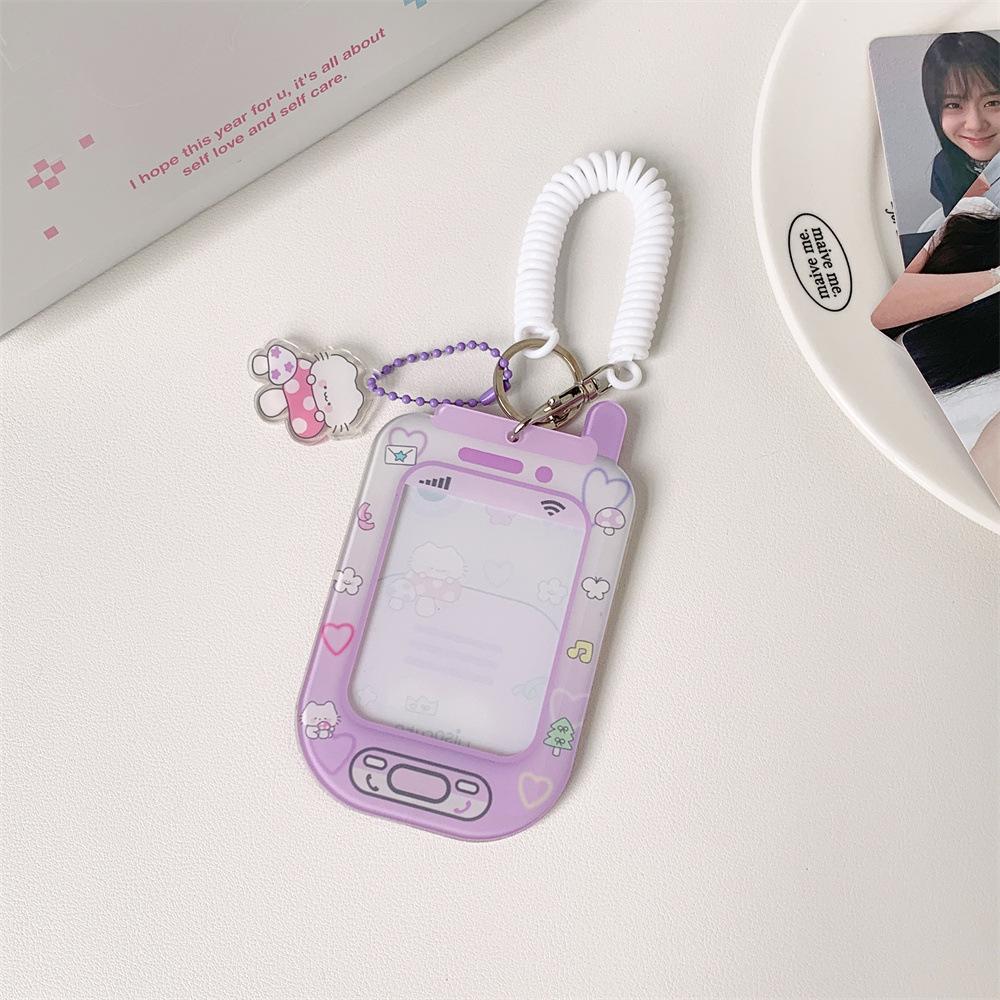 Acrylic Cartoon Phone Kpop Photocard Holder Keychain Photo Card Holder 2.7x4.1 Inch ID Badge Holder Bus Credit Bank Card Decor 2.7x4.1 inch лавандовый