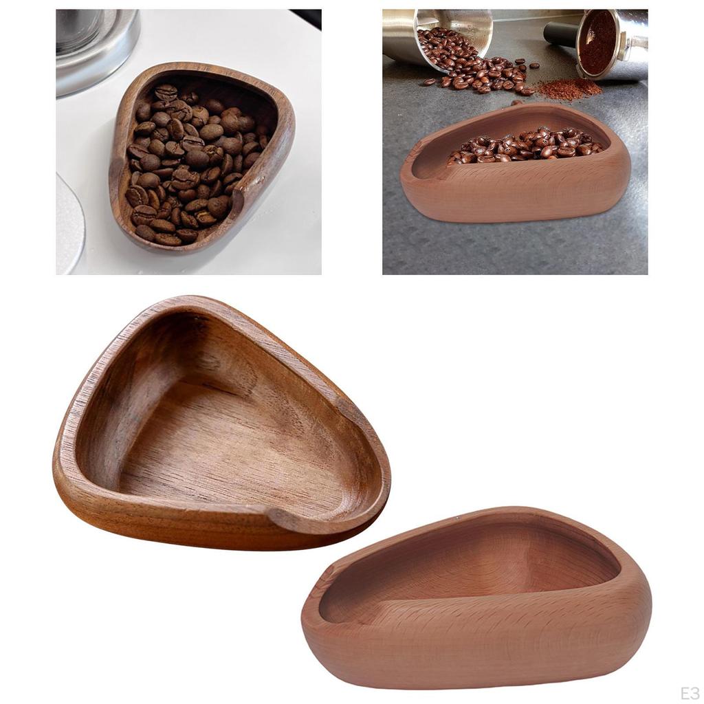 Triangular Wood Coffee Beans Cup Display Tray Tool 10x8x2.8cm Multipurpose