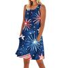 Women's Stylish Casual Independence Day Print Cuffless Pocket Dress