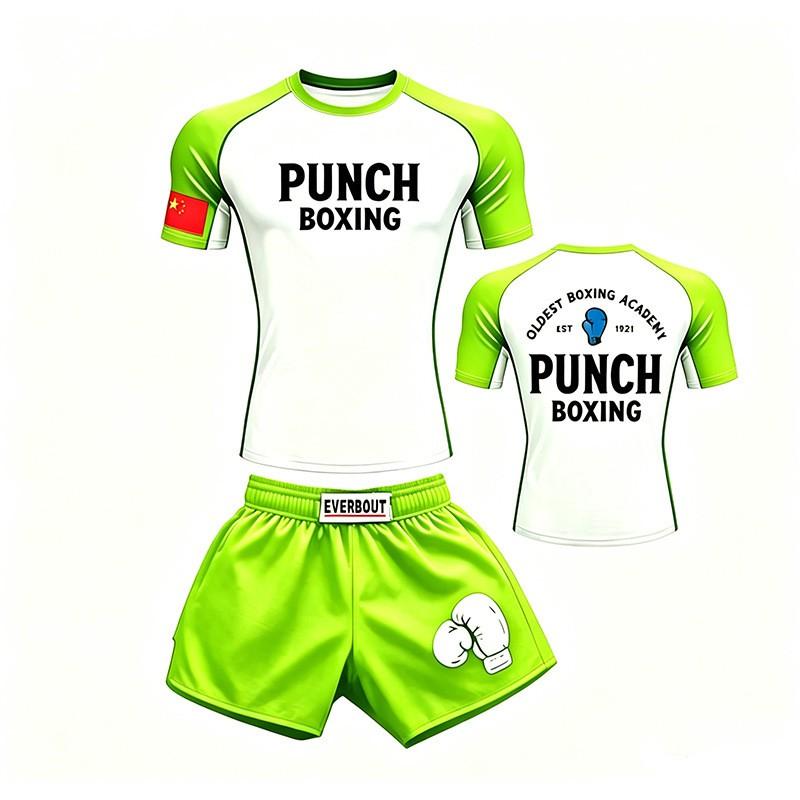 MMA Boks Şortu Erkek Kadın Muay Thai Kickboks Antrenman Spor Salonu Koşu Spor Fitness Giyim Seti