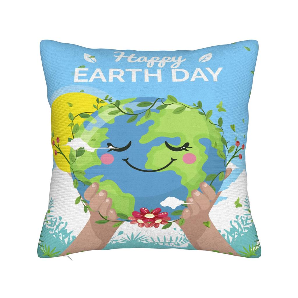 Go Planet Its Your Earth Day Square Pillow Case  Cushion Cover Vintage Zippered Decor Pillowcase for Living Room cm