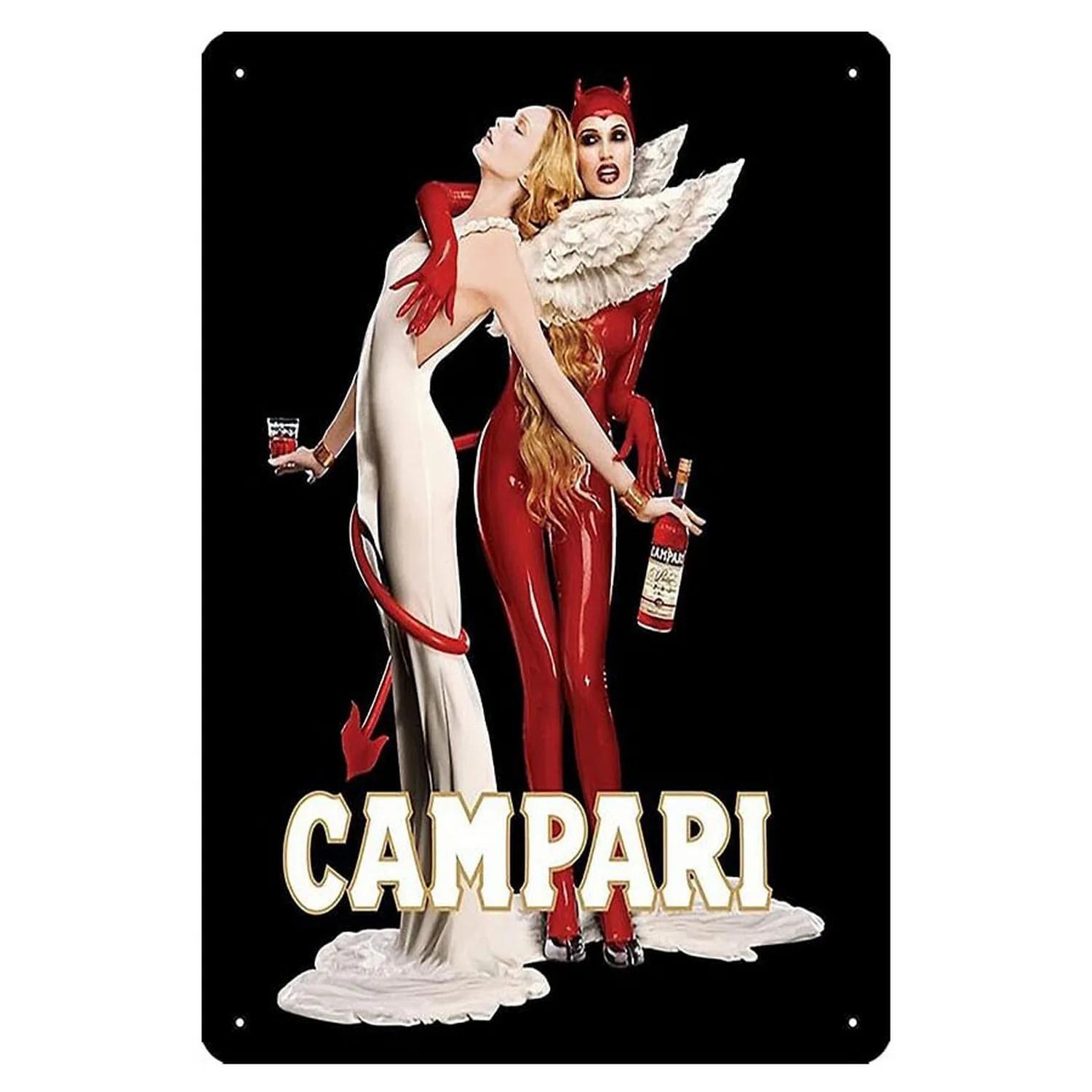 

Металеві таблички Campari, Плакат-декорація стіни Martini, Вінтажне мистецтво, Залізна картина для чоловічої кімнати, Домашнього кафе, Садового клубу, Ба 20x30cm（7.8x11.8inch）
