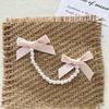 2Pcs Bows Pearl Chain Patch Accessories long streamers Ribbon DIY Lolita Dresses Clothing Accessories