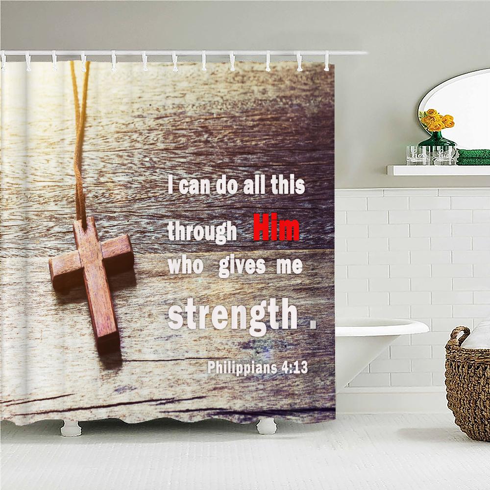

The Cross of Jesus Christ Printed Shower Curtain for Bathroom Art Bath Curtain Polyester Fabric Home Decor Large size Wall Cloth W90xH180cm