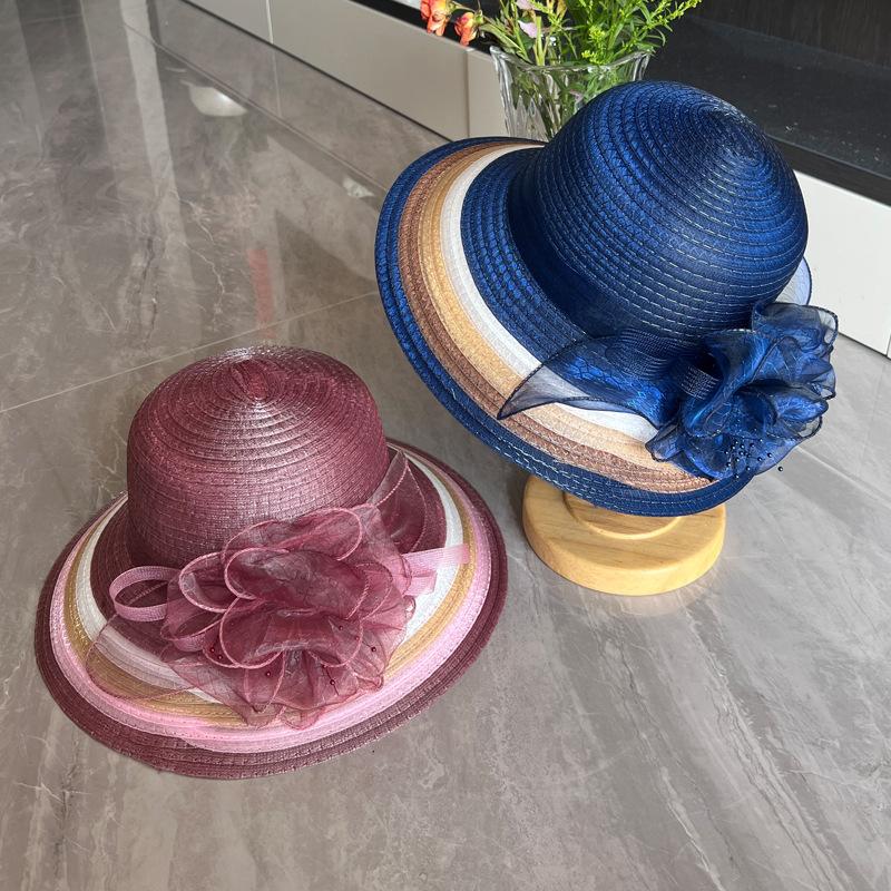 Hat Women'S Organza Sun Hat Middle-Aged And Elderly Sunscreen Folding Cool Hat Summer Travel Casual Versatile Beach