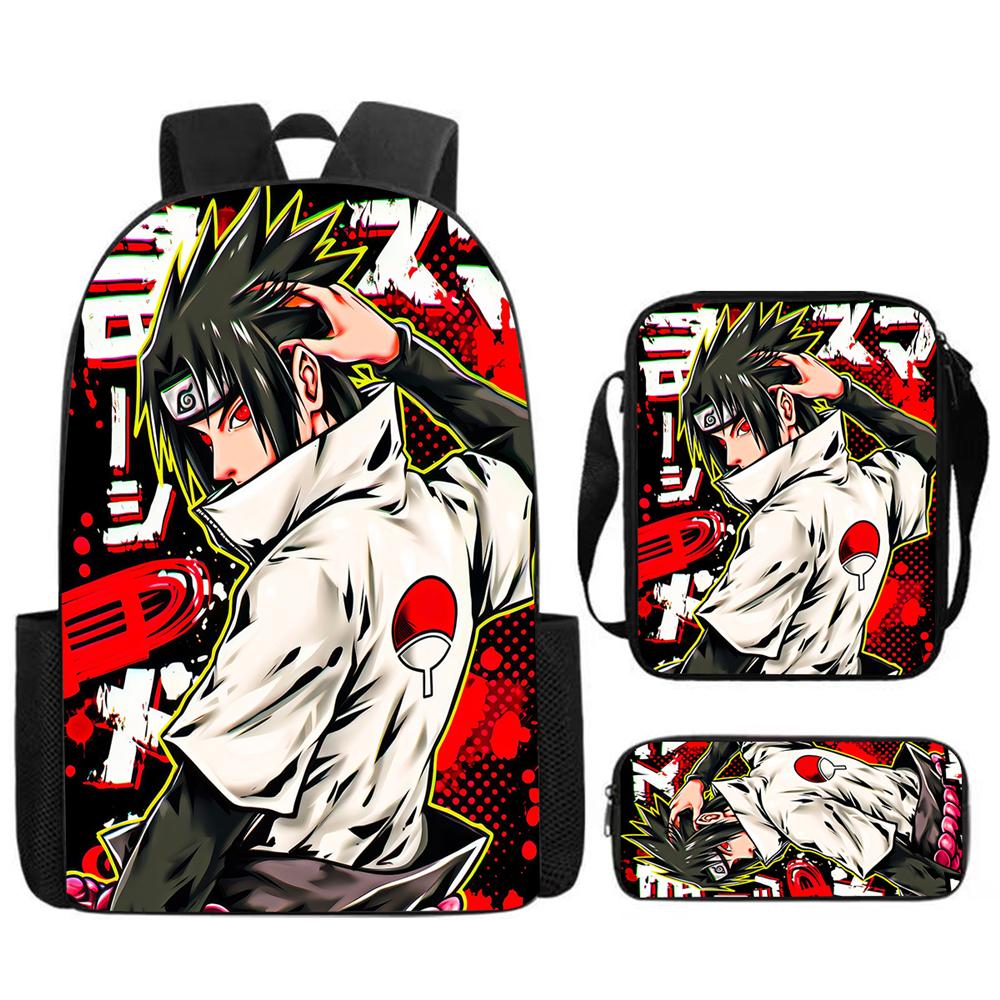 NARUTO Anime Youth Sling Carry Tote, Adjustable Straps & Closure, Light Durable Shoulder Bag, Daily School Bag Boys & Girls Ages 6-11