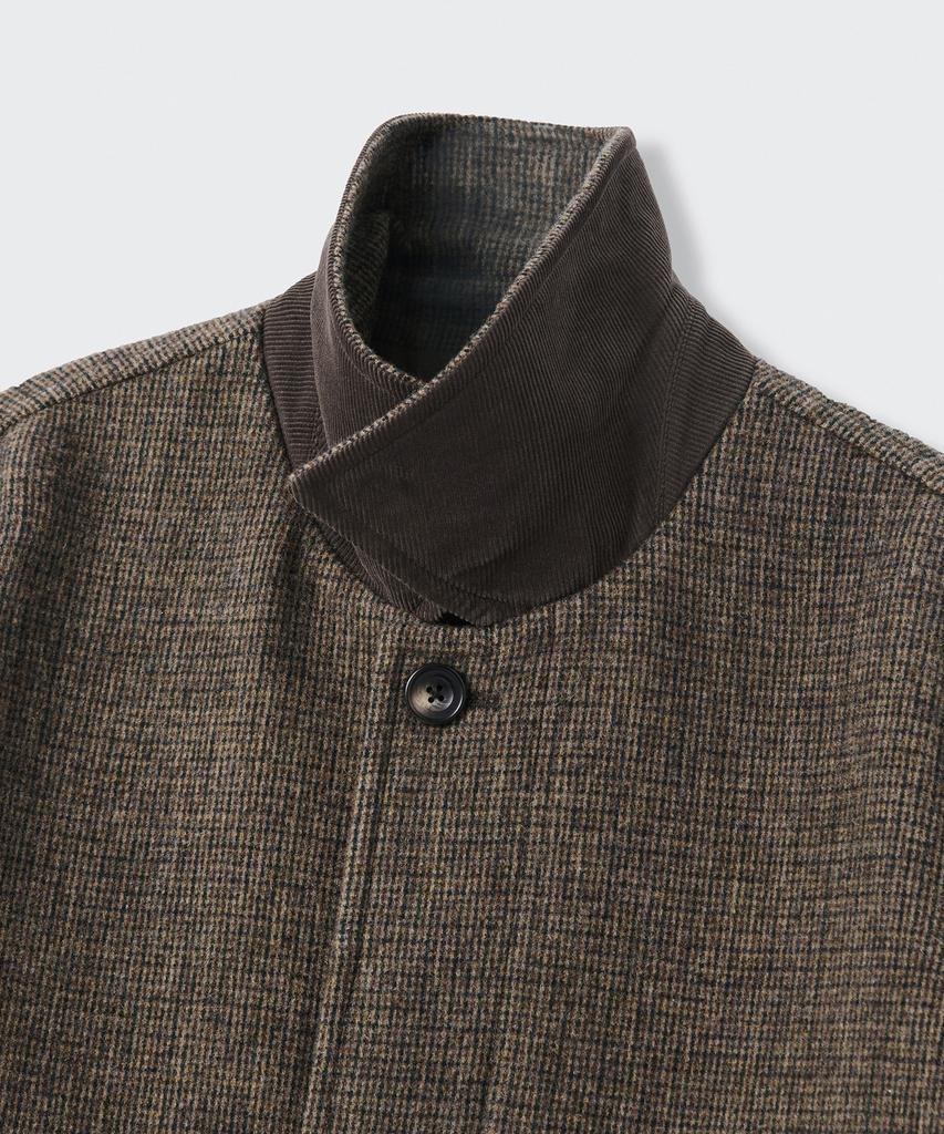 Musinsa Standard Wool Blend Tweed Oversized Half Balmacaan Coat [Brown]