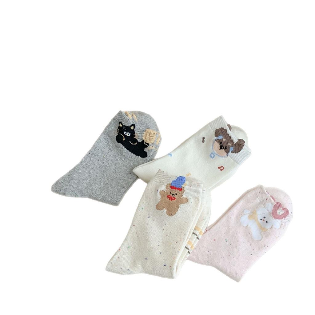 Cute Pet Paradise~ Children'S Fun Ideas Yarn Cartoon Socks Female Cute Soft Cute Small Animal Medium Tube Student Cotton Socks