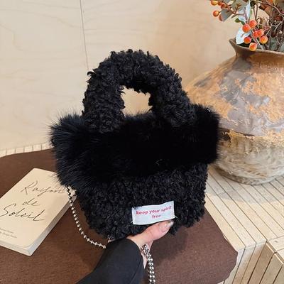 Damen Plüsch Mini Handtasche Umhängetasche