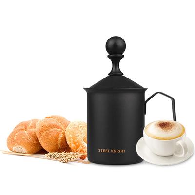 Original-Milchblasengerät aus Edelstahl mit manueller Steuerung, doppellagiger Milchshaker mit manueller Steuerung, verschleißfeste Milchaufschäumer