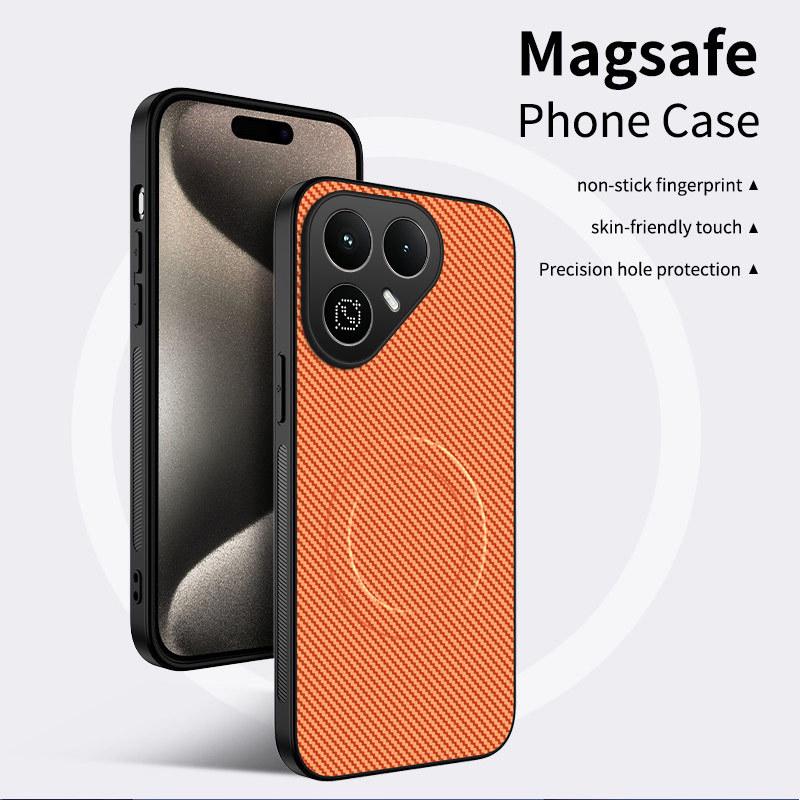 Techno Pova 8 5G Carbon Fiber Leather Texture Phone Case with Full Lens Coverage and MagSafe Compatibility