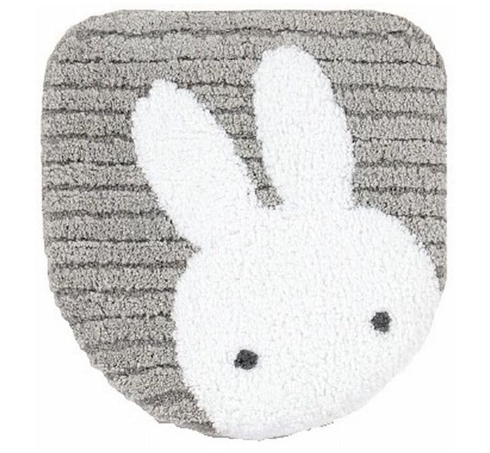 Miffy Toilet Mat Includes Toilet Lid and Paper Holder Senko Prima Miffy Toilet Cover Set with Adhesive A cute character 4-Piece Set, Gray, 58x60cm,
