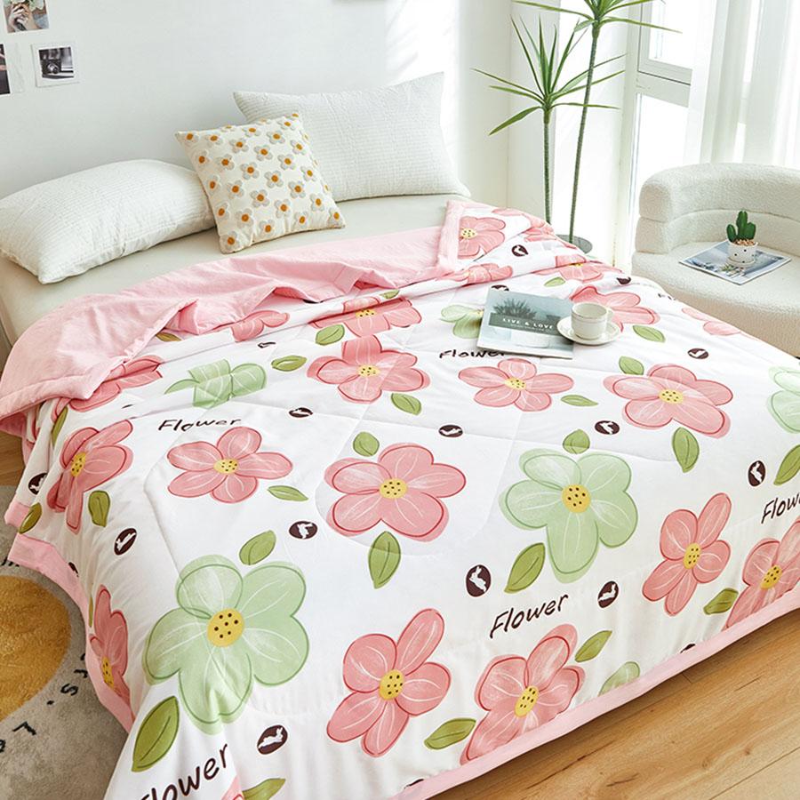 Class A Washed Cotton Summer Quilt Can Be Machine Washable Printed Air Conditioning Quilt Soft Waxy Thin Double Cover Blanket