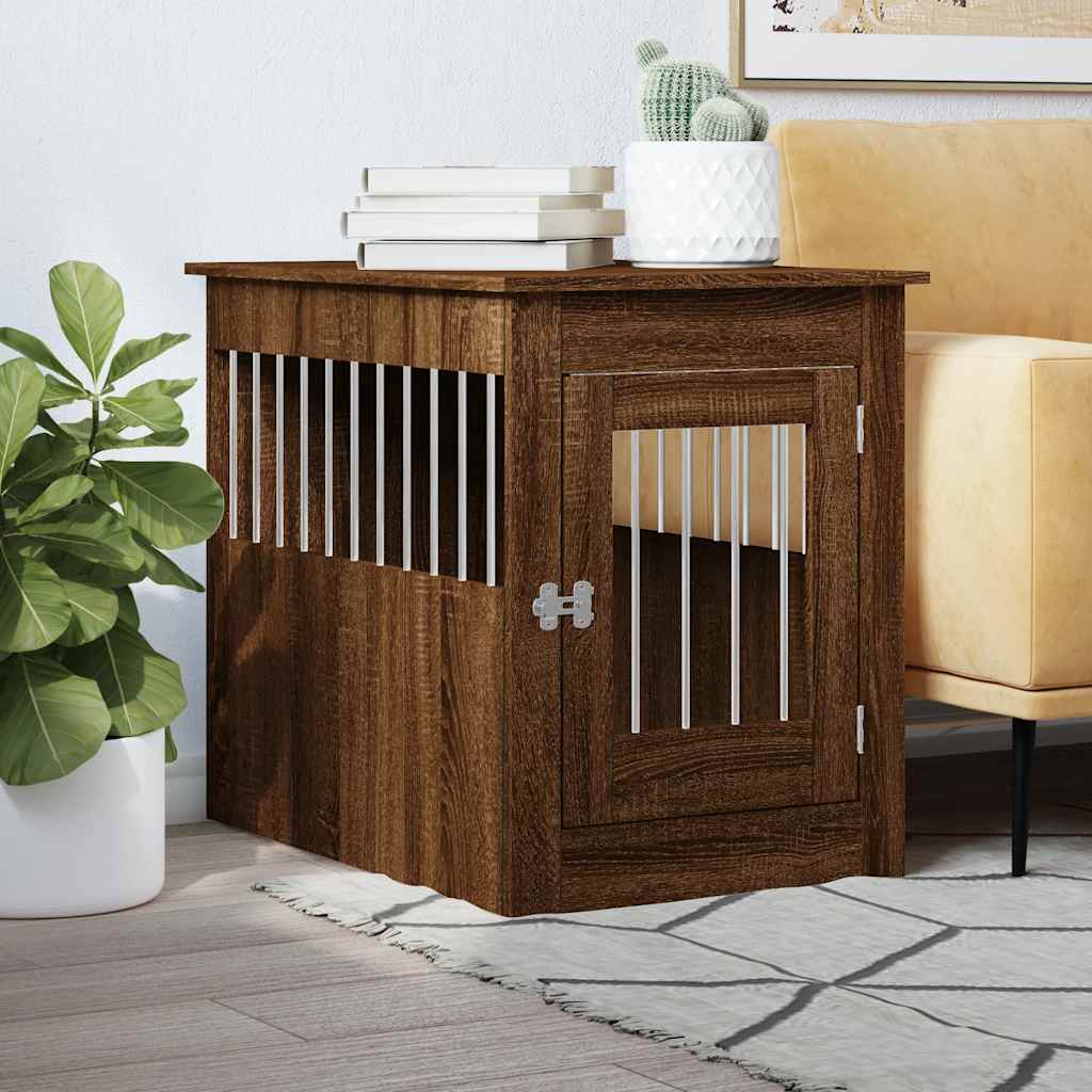 Vidaxl Dog Pen, Brown Oak, 55X80X68Cm, Wood-Based Material