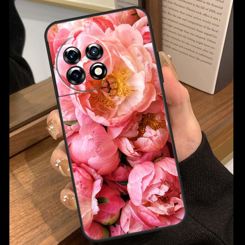 Elegant Pink Purple Peony Flower Case For OnePlus Nord 5 CE 2 3 4 Lite N20 N30 OnePlus 15 R 13R 12R 10T 13T 10 11 12 13 Cover