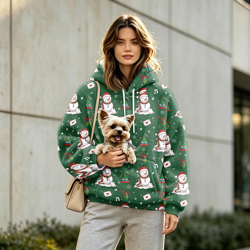 Unisex Athletic Hoodie with and Dog Pouch, Long Sleeve Pullover Sweatshirt