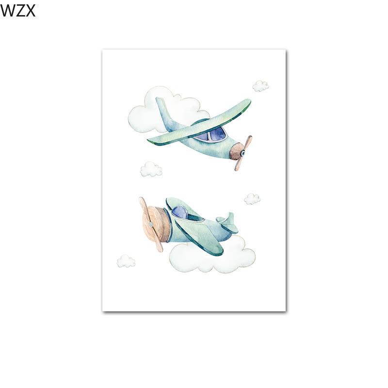 

Плакат с приключениями для детей Печать акварельных картин Самолет Воздушный шар Картина на холсте Настенная картина для детей в скандинавском стиле Украшение для спальни для мальчиков Картина 21x30cm No Framed