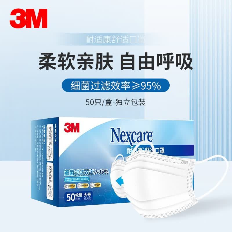 3M Nexcare 7660+ Adult Disposable Protective Masks белый