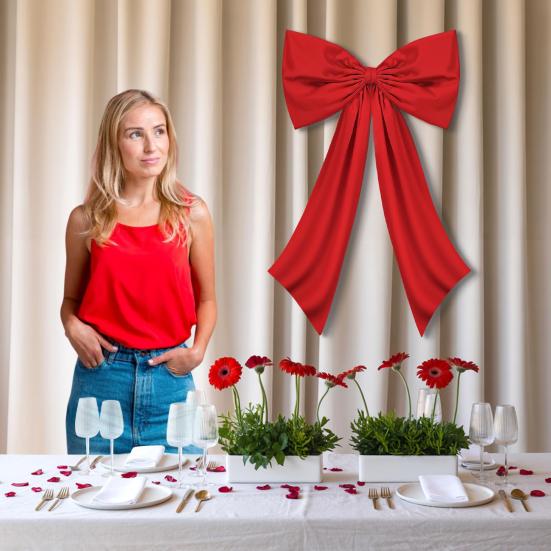 2 Pcs Bow Decor Large And Small Satin Bow Ribbon Tie Room Backdrop Wall Decor for Bachelorette Baby Shower Bridal Shower Birthday Decoration