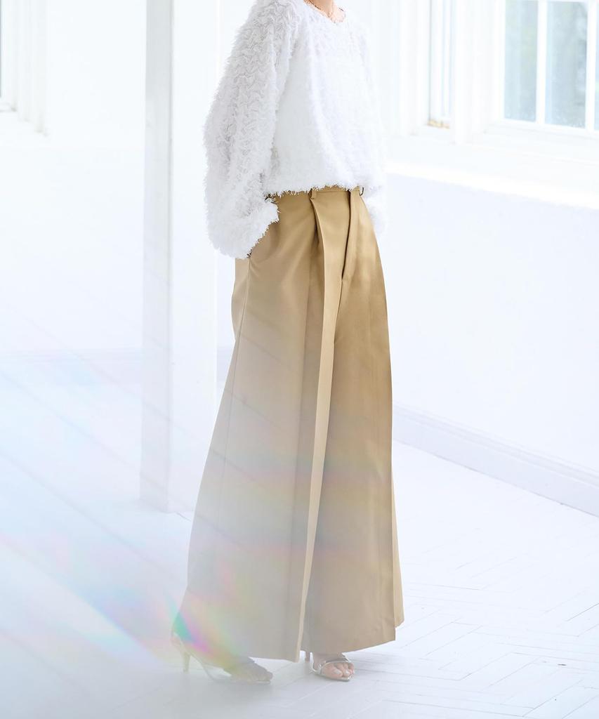 Yours BFXN2062 Oversized Wide Size M Women's One-Tuck Pants, Camel,