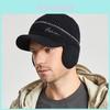 Knitted Wool Hat For Men With Earmuffs Winter Warmth Cap For Casual Outdoor Use