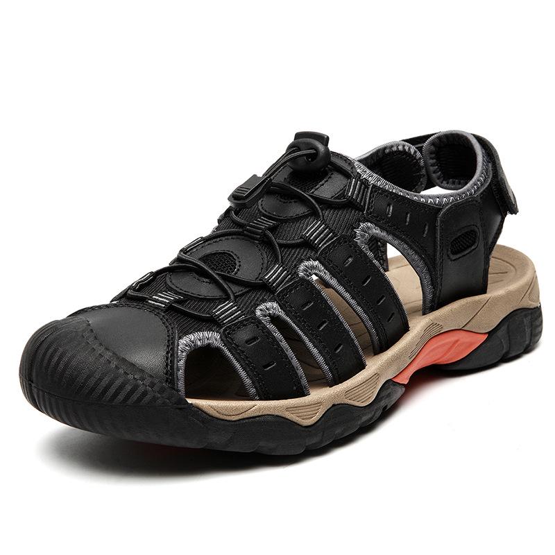 2023 Plus Size Men's Genuine Leather Closed-Toe Casual Outdoor Summer Sandals