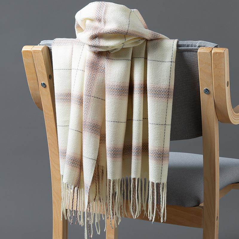 

Winter New Women S Rainbow Scarf Plaid Imitation Cashmere Tassel Warm Shawl Versatile Fashion Thick Windproof Scarf 70*200cm