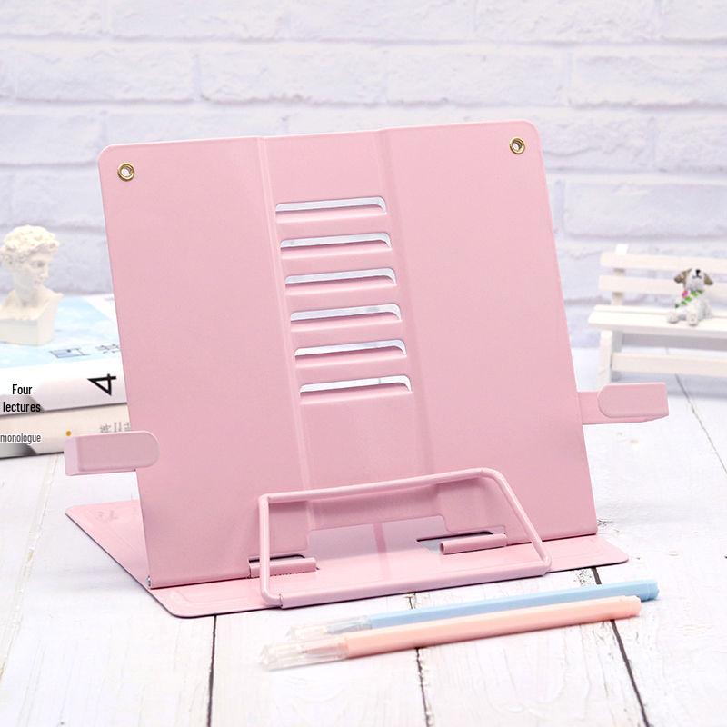 Verstellbarer Schreibtisch-Buchständer mit Buchstützen und Klemmen für Schüler