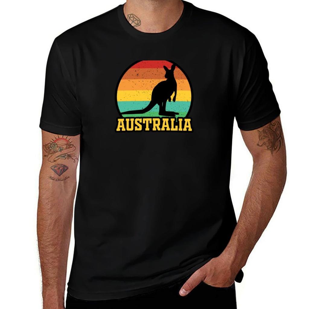 Retro Sunset Australian Kangaroo Tshirt Comfortable Daily Wear Tee