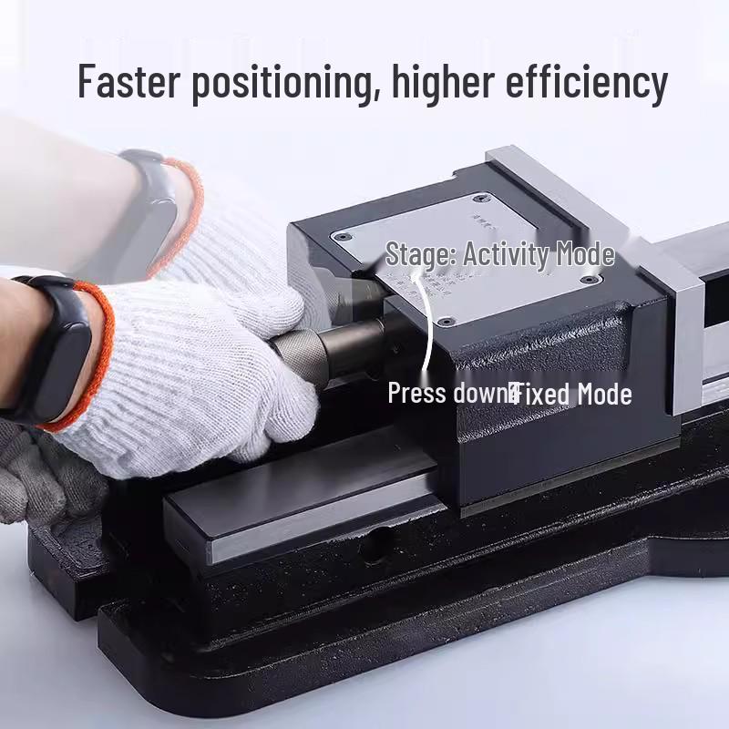 Heavy-Duty Precision Bench Vise with Flat Jaws, Quick-Release, Non-Tilting Clamp for CNC Machining and Milling Machines