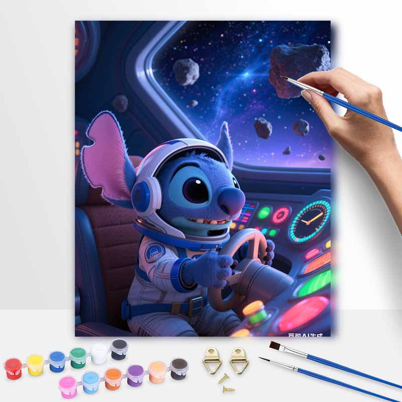 Disney Stitch Astronaut Digital Oil Painting Art Kit Hand Filled Home Decor