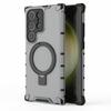 For Samsung Galaxy S24 Ultra Case with Magnetic Ring Holder Stripe Design PC+TPU Back Cover