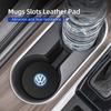 HAT1 2Pcs Car Leather/Carbon Fiber Water Cup Coasters Anti-Slip Pads For VW Scirocco Jetta Beetle Golf Passat Tiguan Sharan Touran
