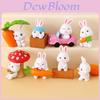 Cute Carrot Mushroom Cartoon Rabbit Mini Model Desktop Decor Ornament Set For Kids And Collectors