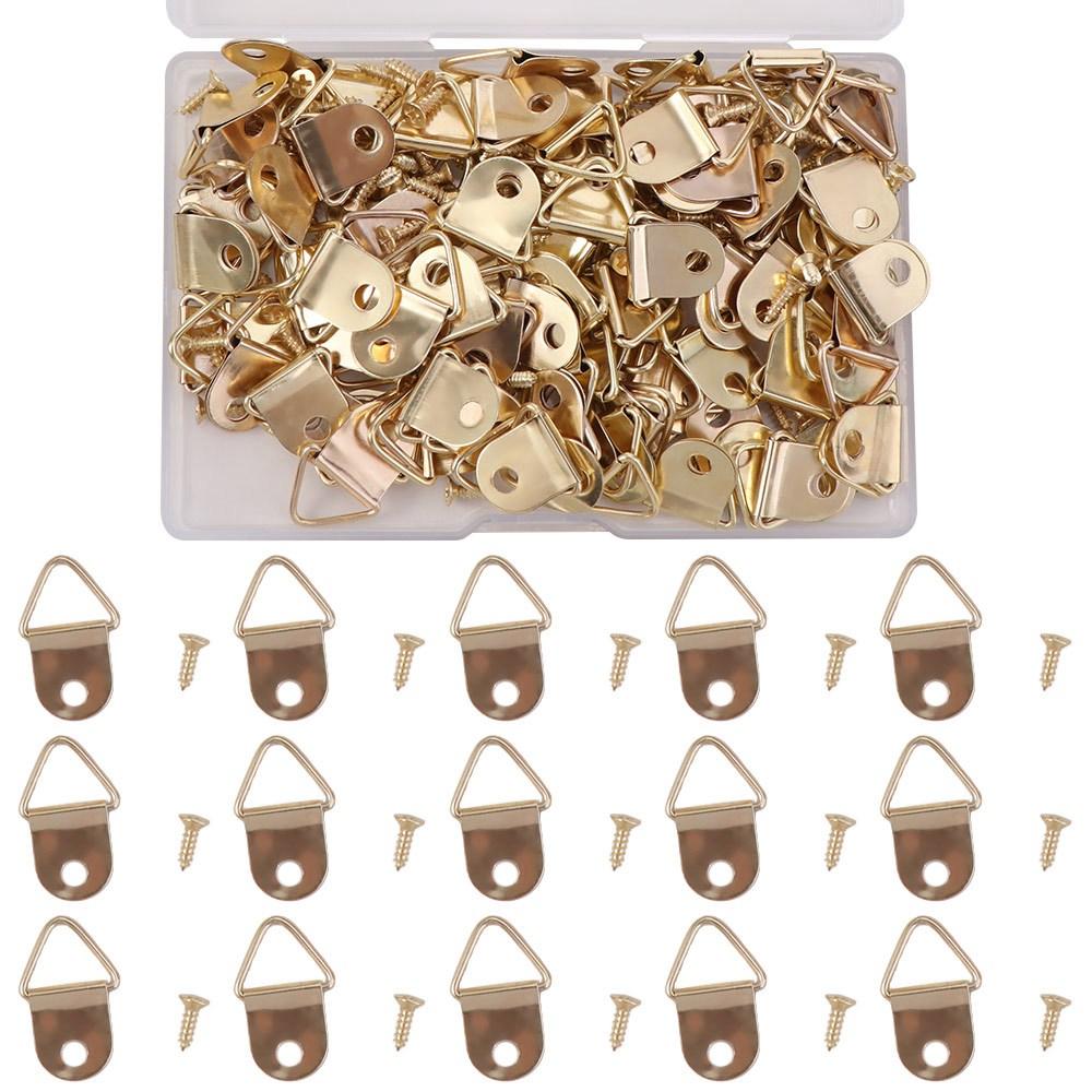 100Pcs Single Hole Photo Frame Hook Iron Half Circle Ring Triangle Hanging Ring Clock Mounting