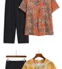 Summer Print Two-Piece Set for Middle-Aged and Elderly Women: Short-Sleeved Top and Grandma Style Outfit