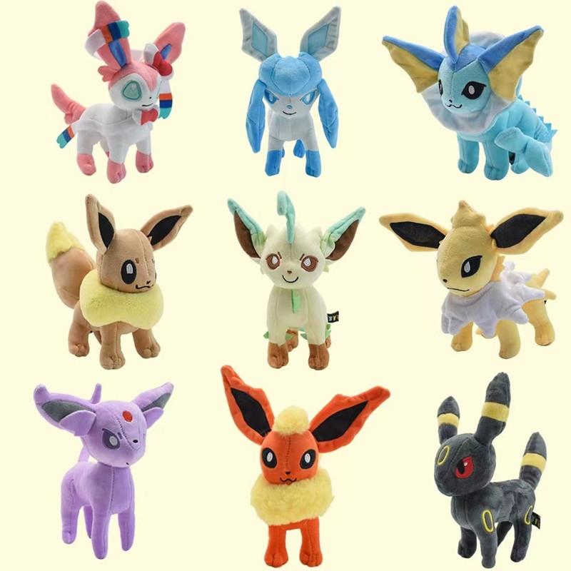 Model 9 Styles Pokemon Plush Toy Cartoon Anime Figure Eevee Jolteon Evolution Vaporeon Plush Stuffed Doll Birthday Gifts Kids