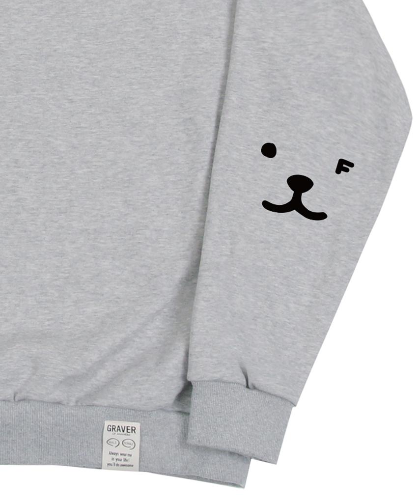 GRAVER [Unisex] Elbow Puppy Face Smile Sweatshirt_Gray/Black Logo
