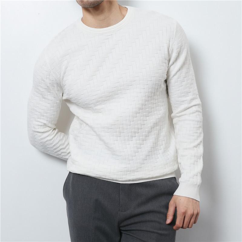 Autumn and Winter Fashion Jacquard Crew Neck Sweater Men's Pullover Slim Knit Sweater Men's Sweater