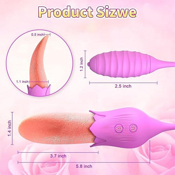 Dildo Realistic Soft Tongue Vibrator, Vbrating Rose Sex Toy for Women, Clit & Nipple Stimulator with 10 Vibration, Female Adult Sex Toys