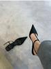 Pointed Fabric Low Heeled Sandals for Women in Summer, Solid Color with Toe Cover and Back Empty,Casual Sandals for Women