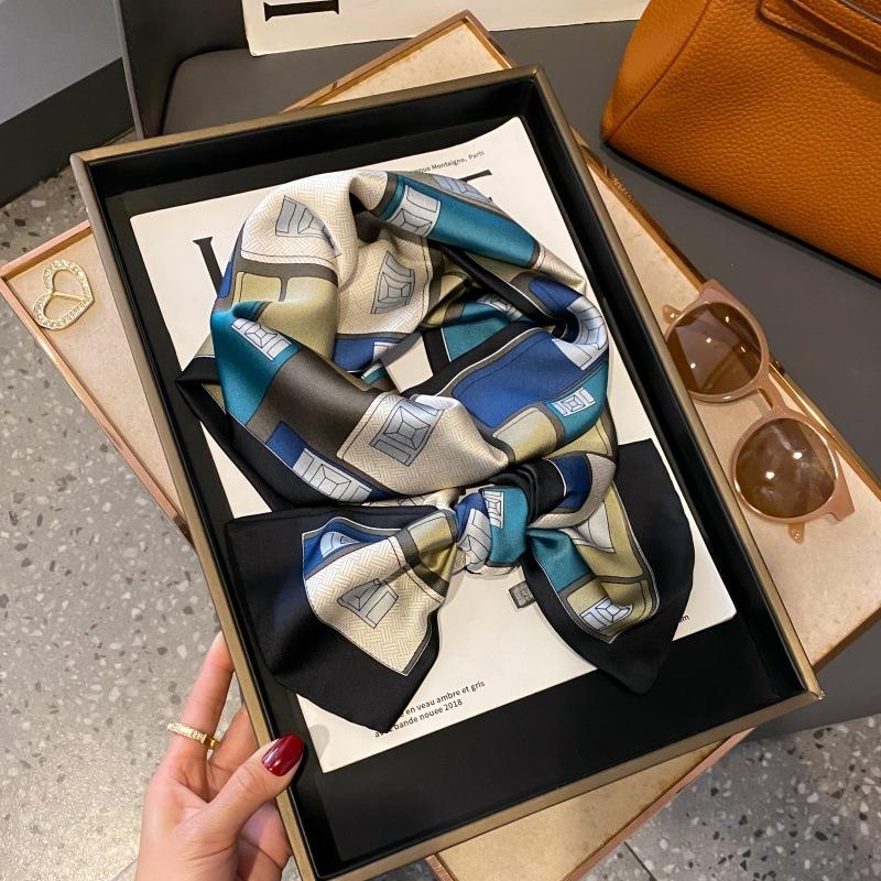Satin high-end tied hair long silk scarf headband elegant and simple versatile hair band headband streamer hair accessories women's tied bag