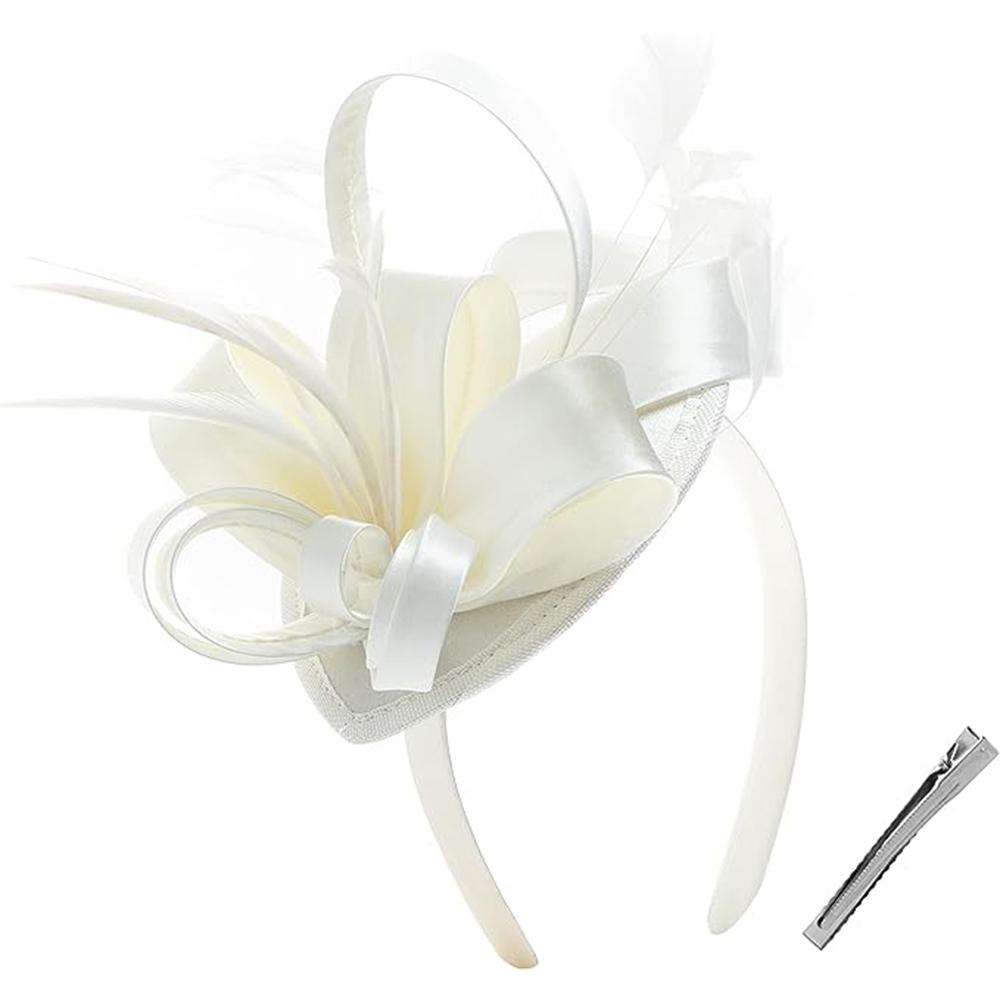 Fascinator für Damen, Tea-Party-Hut, Stirnband, Derby, Hochzeit, Kirche, Braut, Cocktail, Federn, Haarspange