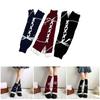Japanese Harajuku Stretchy Knitted Leg Warmers with Star Pattern for Women Drawstring Ruffle Flared Boot Cuffs Covers