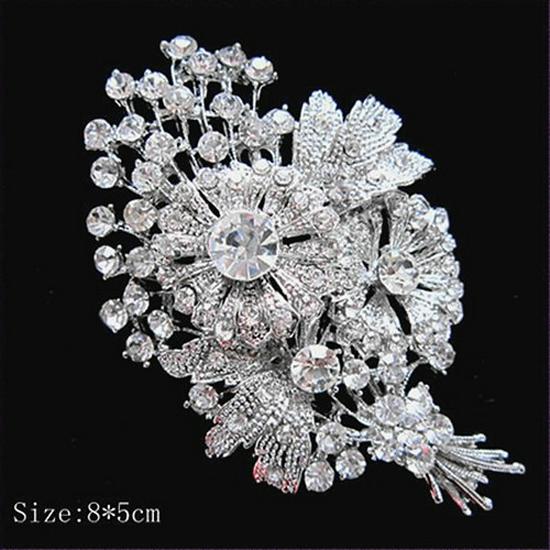 Luxurious Electroplated Rhinestone Flower Brooch & Corsage Pin for Bridal and Suit Accessories Zhenyao Jewelry сплава
