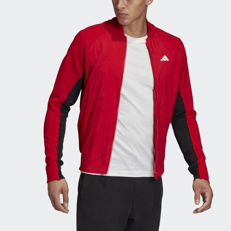 adidas Jackets Men's Light Scarlet Baseball Collar Moderate Pilot FM9972