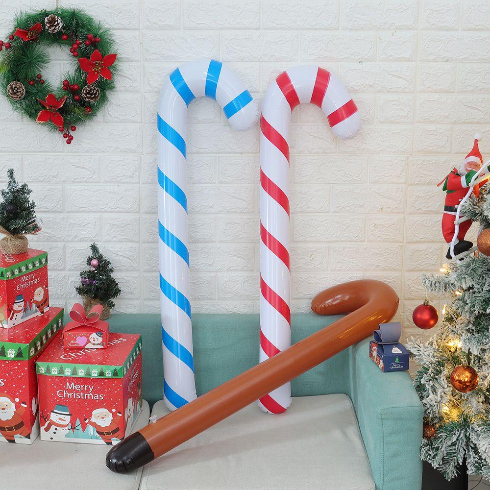 Hanging Ornaments Christmas Candy Cane Santa Claus Walking Stick Crutch Balloons Inflatable Toys